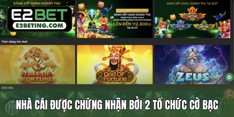 Nhà cái được chứng nhận bởi 2 tổ chức cờ bạc